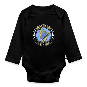 Harpiste Joueur de harpe Joueur de harpe Harpe - Body Bébé bio manches longues - noir - Devant