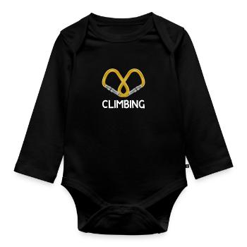 Climbing Mountaineering Mountaineering Alpine Carabiner - Organic Longsleeve Baby Bodysuit - black - Front