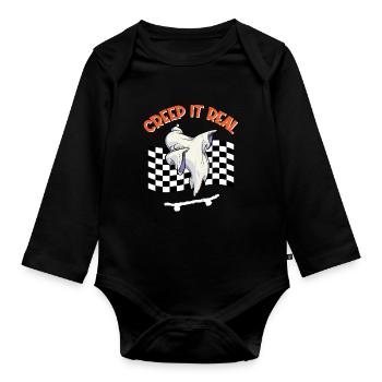 CREEP IT REAL Halloween Dabbing Ghost - Baby Bio-Langarm-Body - Schwarz - Vorne