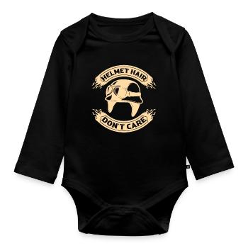 Funny Motorcycle Helmet Saying - Motorcycle - Organic Longsleeve Baby Bodysuit - black - Front