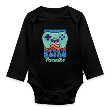 Retro Paradise Arcade Jeux Jeu Vidéo Ner - Body Bébé bio manches longues - noir - Devant