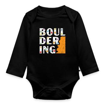 Boulderer Rock climbers Mountaineering Bouldering - Organic Longsleeve Baby Bodysuit - black - Front