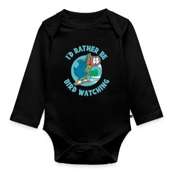 Id Rather Be Bird Watching Bird Gift - Body Bébé bio manches longues - noir - Devant