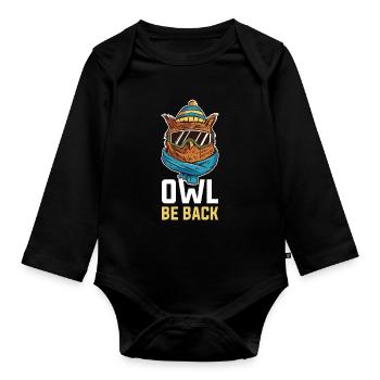 Owl Be Back Owl Cadeau - Body Bébé bio manches longues - noir - Devant