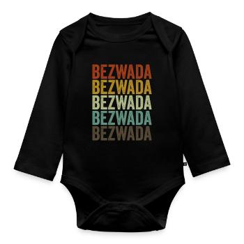 Bezwada India Rétro Vintage - Body Bébé bio manches longues - noir - Devant