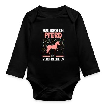 Reiten Pferd Reiter Geschenk - Baby Bio-Langarm-Body - Schwarz - Vorne