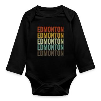 Edmonton Canada Retro Vintage - Organic Longsleeve Baby Bodysuit - black - Front