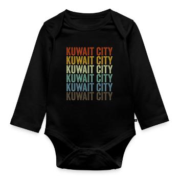 Kuwait Stadt Kuwait Retro Vintage - Baby Bio-Langarm-Body - Schwarz - Vorne