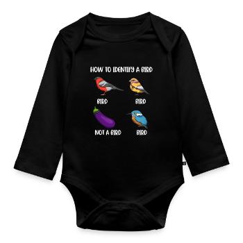 How To Identify A Bird Vogel Geschenk - Baby Bio-Langarm-Body - Schwarz - Vorne