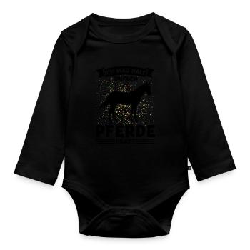 Reiten Pferd Reiter Geschenk - Baby Bio-Langarm-Body - Schwarz - Vorne
