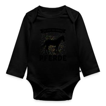 Reiterin Pferd Reiter Geschenk - Baby Bio-Langarm-Body - Schwarz - Vorne