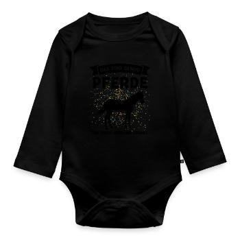 Reiten Pferd Reiter Geschenk - Baby Bio-Langarm-Body - Schwarz - Vorne