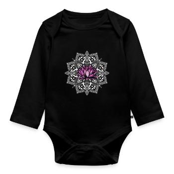 Yoga Mandala - Body Bébé bio manches longues - noir - Devant