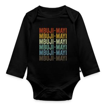 Mbuji-Mayi Kongo Retro Vintage - Baby Bio-Langarm-Body - Schwarz - Vorne