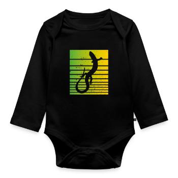 Weiße Eidechse - Baby Bio-Langarm-Body - Schwarz - Vorne