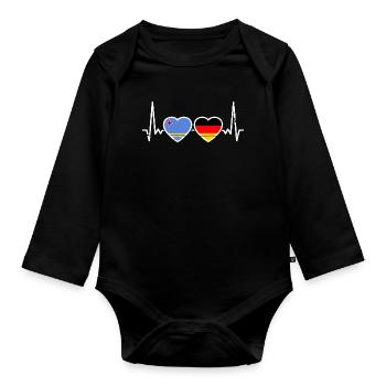 Aruba Deutschland Flagge Arubaner Deutscher - Baby Bio-Langarm-Body - Schwarz - Vorne