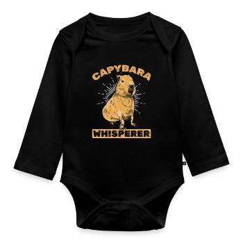 Capybara Whisperer Drôle de Capybaras - Body Bébé bio manches longues - noir - Devant