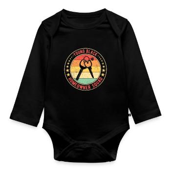 Hauskäufer Einweihungsparty Young Black Houseowner - Baby Bio-Langarm-Body - Schwarz - Vorne