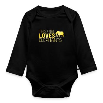 Cette fille aime les éléphants - Body Bébé bio manches longues - noir - Devant