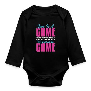 Valentins Tag Beziehung Liebes Spruch - Baby Bio-Langarm-Body - Schwarz - Vorne