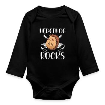 Roches de hérisson doux - Body Bébé bio manches longues - noir - Devant