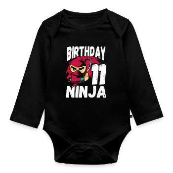 Cool Ninja pour vos 11 ans - Body Bébé bio manches longues - noir - Devant