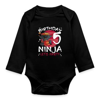 Ninja mignon pour le 5ème anniversaire - Body Bébé bio manches longues - noir - Devant