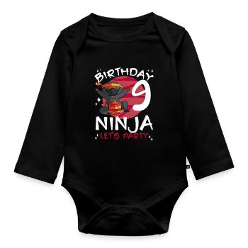Ninja mignon pour le 9ème anniversaire - Body Bébé bio manches longues - noir - Devant