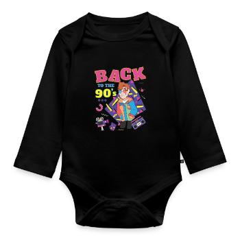 Back To 90's Gift Music 90s Party Retro - Organic Longsleeve Baby Bodysuit - black - Front