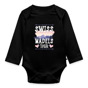 Swiss Mädels Tour - Baby Bio-Langarm-Body - Schwarz - Vorne