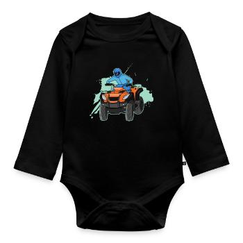 Mud ATV Design für Quad-Fahrer - Baby Bio-Langarm-Body - Schwarz - Vorne