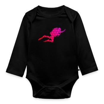 Diving Men's Free Dive Scuba Diver Diving - Organic Longsleeve Baby Bodysuit - black - Front