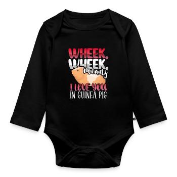 Je t’aime les cobayes - Body Bébé bio manches longues - noir - Devant