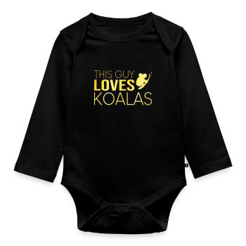 Type Koala Saying - Organic Longsleeve Baby Bodysuit - black - Front