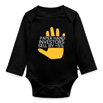 Paper hands sell by -5% - Organic Longsleeve Baby Bodysuit - black - Front