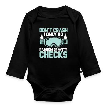 Funny Skier Saying Skiing Snow Winter - Organic Longsleeve Baby Bodysuit - black - Front
