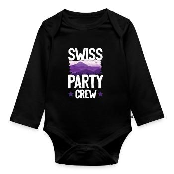Swiss Party Crew - Baby Bio-Langarm-Body - Schwarz - Vorne