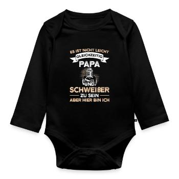Schweißer Papa Metallarbeiter Geschenk - Baby Bio-Langarm-Body - Schwarz - Vorne