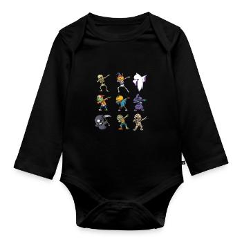 Fête costumée d’Halloween Citrouille Dabbing Fantômes - Body Bébé bio manches longues - noir - Devant