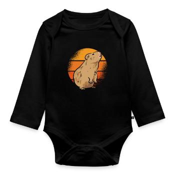 Mignon Cochon d’Inde Retro Sun - Body Bébé bio manches longues - noir - Devant