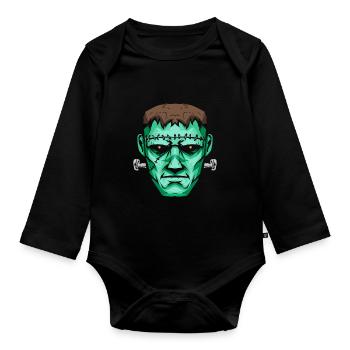 Monstre vert Halloween - Body Bébé bio manches longues - noir - Devant