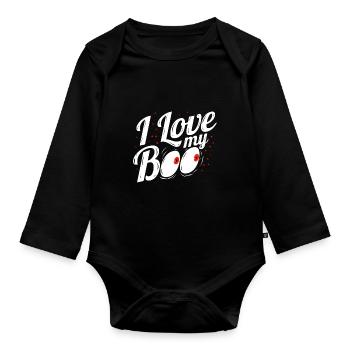 I Love My Boo Costume For Halloween - Baby Bio-Langarm-Body - Schwarz - Vorne