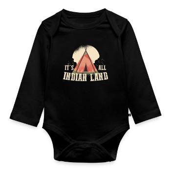 Its All Indian Land Native American Gift - Organic Longsleeve Baby Bodysuit - black - Front