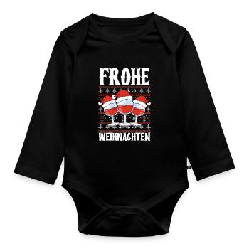 Weinnachten Frohe Weihnachten - Baby Bio-Langarm-Body - Schwarz - Vorne