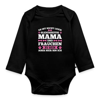 Frauchen Hund Hundehalterin Geschenk - Baby Bio-Langarm-Body - Schwarz - Vorne