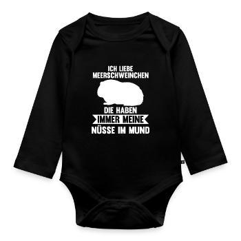 Meerschwein Haustier Meerschweinchen Liebhaber Ges - Baby Bio-Langarm-Body - Schwarz - Vorne