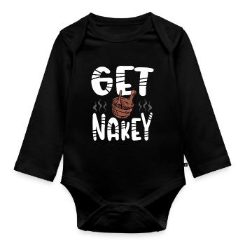 Machen Sie Sich In Der Sauna Nackt - Baby Bio-Langarm-Body - Schwarz - Vorne