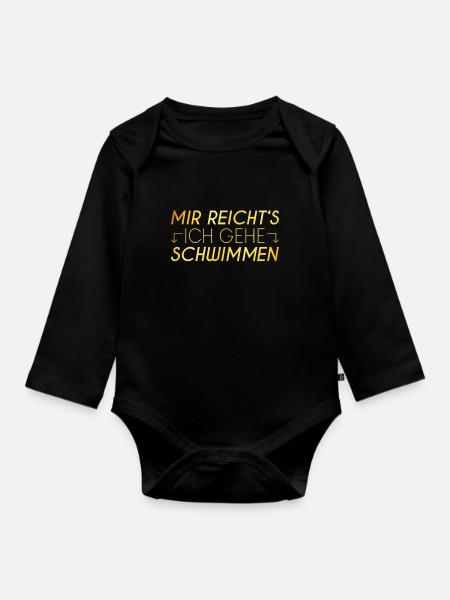 Schwimmen Spruch - Baby Bio-Langarm-Body - Schwarz