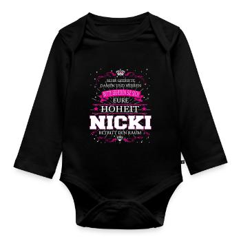 Eure Hoheit Nicki betritt den Raum - Baby Bio-Langarm-Body - Schwarz - Vorne
