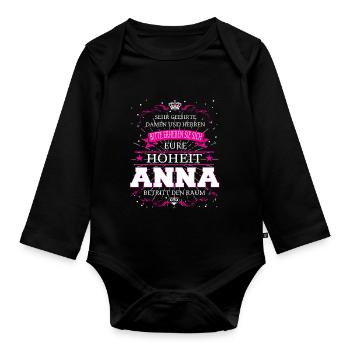 Eure Hoheit Anna betritt den Raum - Baby Bio-Langarm-Body - Schwarz - Vorne